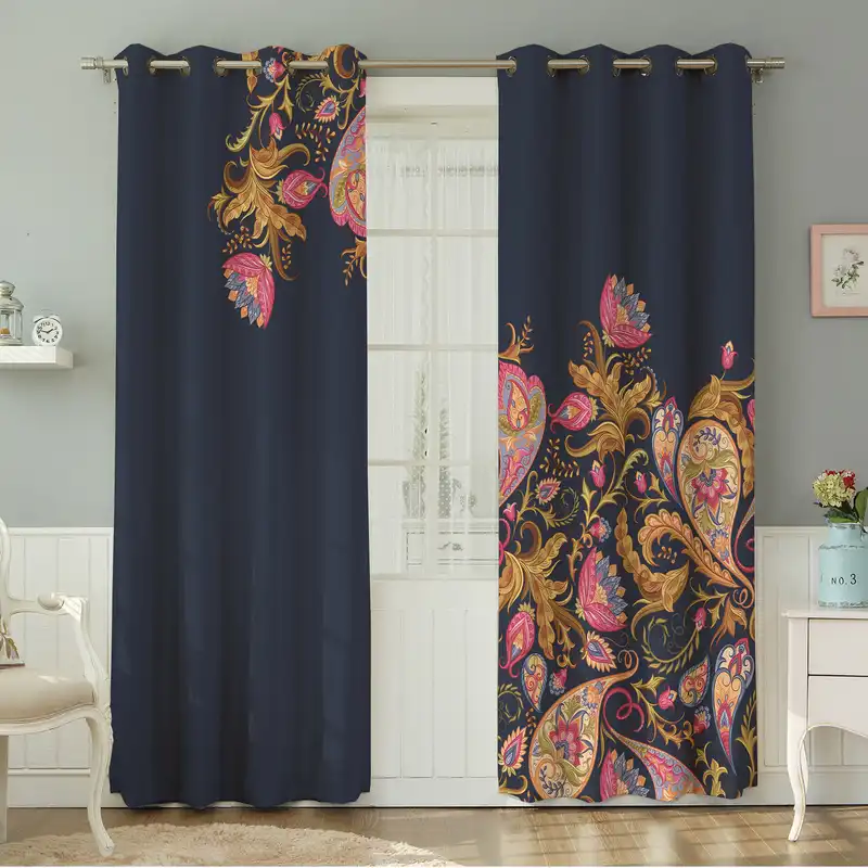 پرده نیروانا طرح سنتی مدل مخمل کد 4918سایز 140×280 سانتی متر