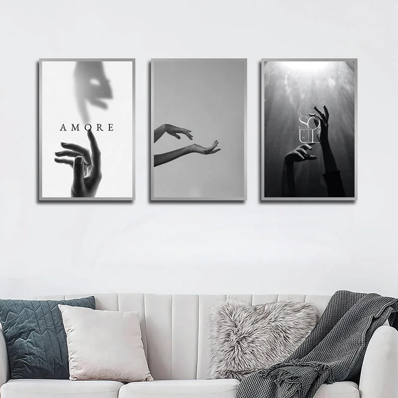تابلو ساده بکلیت طرح عشق مدل شاین اکلیلی SI-2774 فریم نقره ای مجموعه 3 عددی