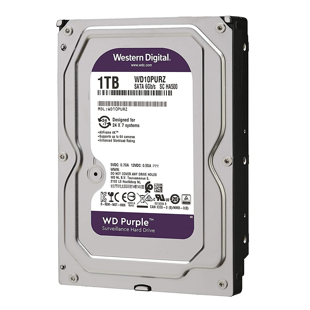 هارددیسک اینترنال وسترن دیجیتال مدل Purple WD10PURZ ظرفیت 1 ترابایت