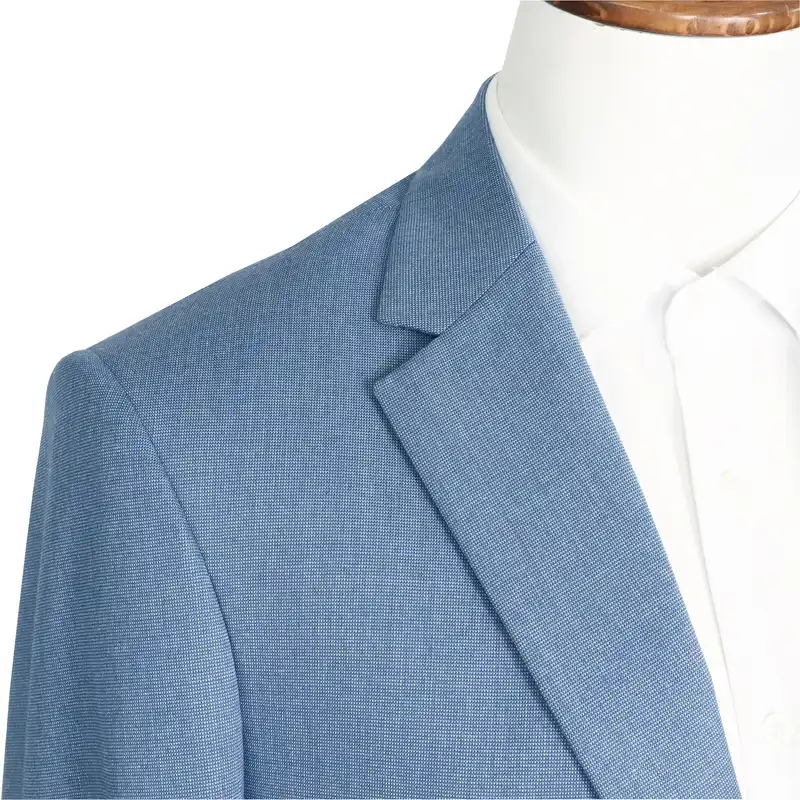 کت و شلوار مردانه مدل یقه انگلیسی رگولار فیت کد 24050 رنگ آبی روشن