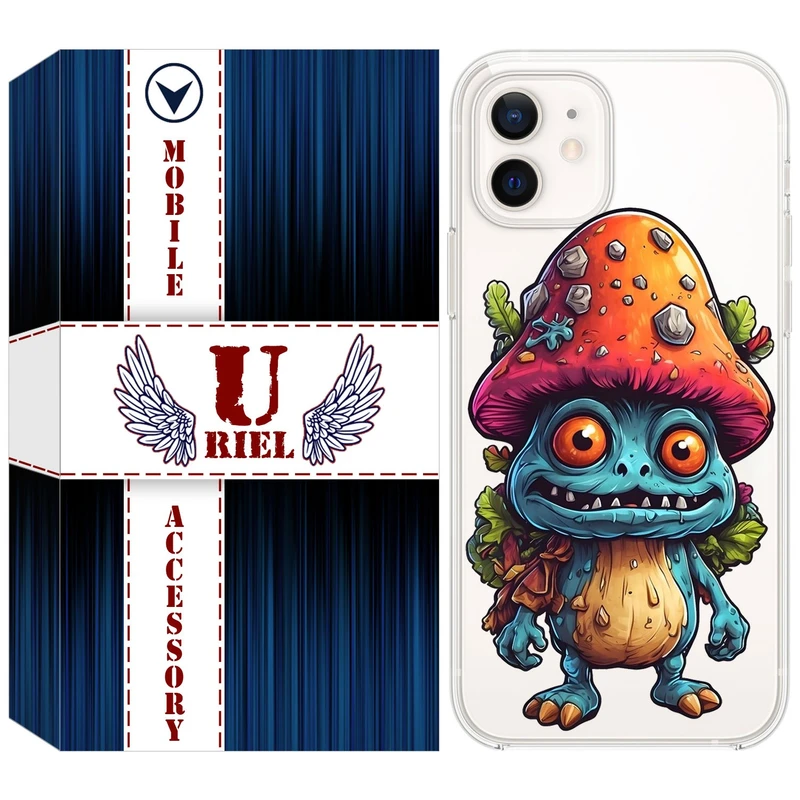 کاور ژله ای یوریل قاب مدل Clear کد 47 طرح قارچ مناسب برای گوشی موبایل اپل iPhone 12