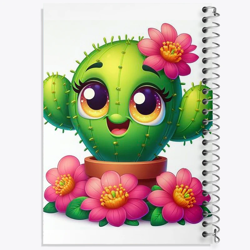 دفتر مشق 100 برگ خندالو طرح کاکتوس کیوت کد N1964
