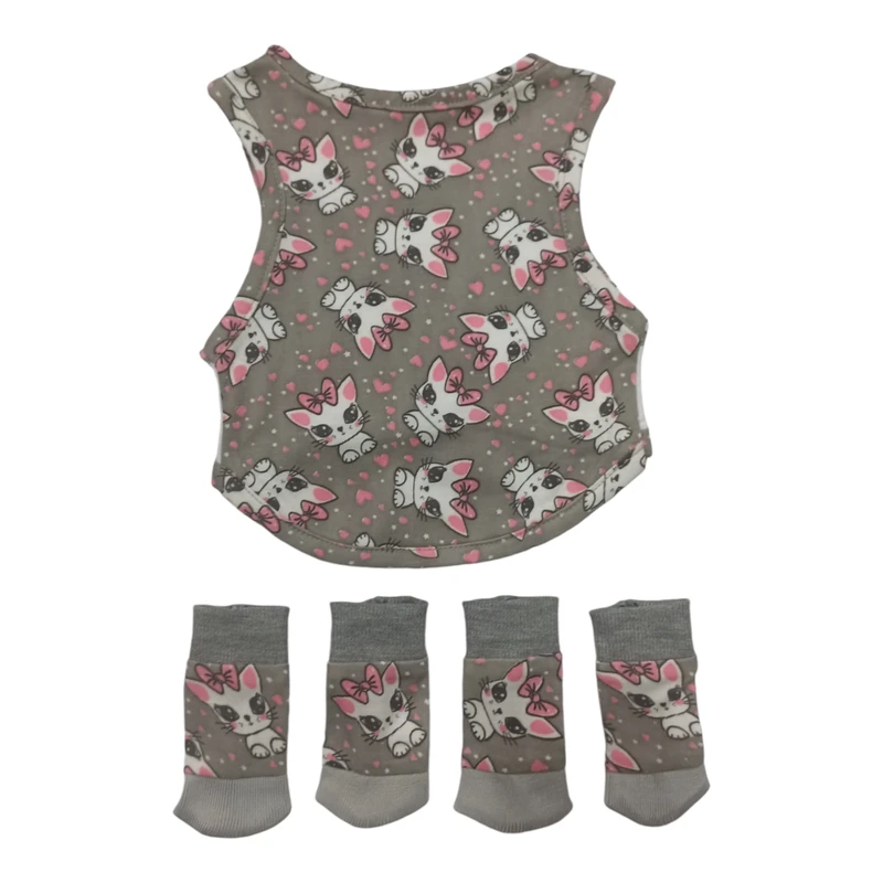 لباس و جوراب سگ و گربه مدل پنی کد 23 سایز M مجموعه 2 عددی 
