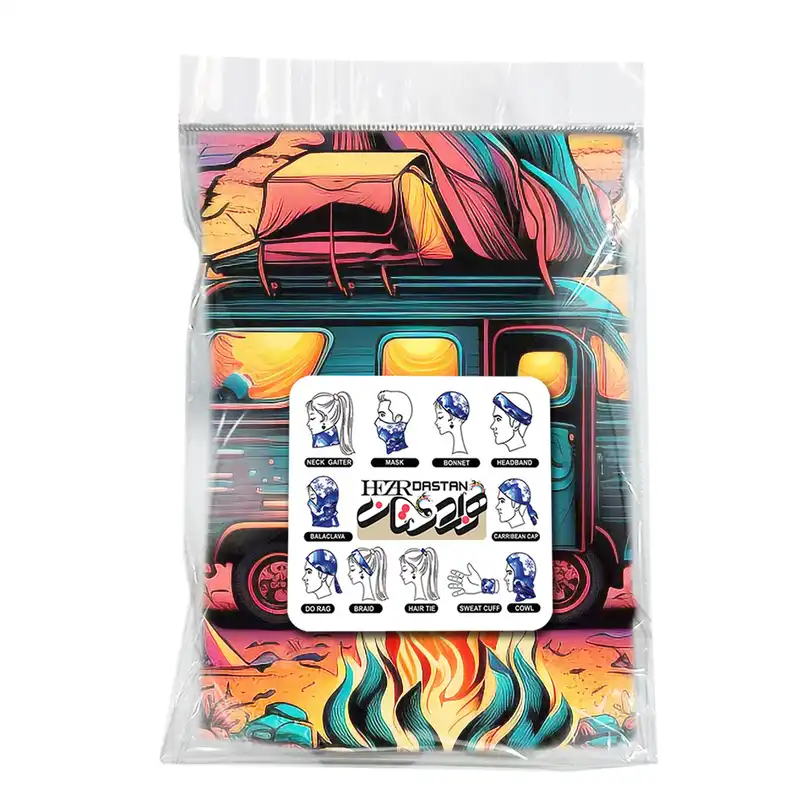 دستمال سر و گردن هزاردستان طرح ماشین کمپر کد ds1005
