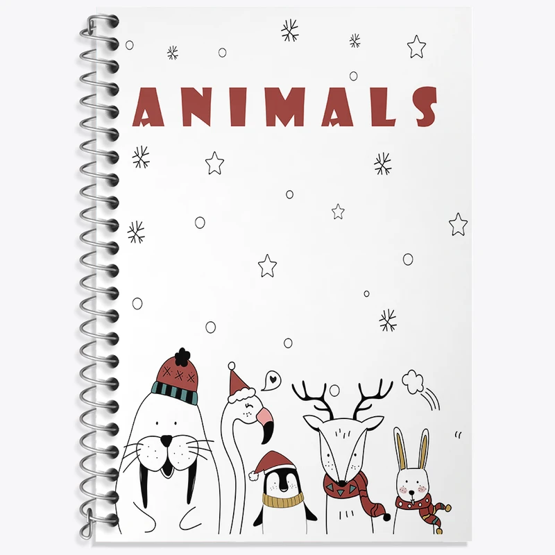 دفتر زبان 50 برگ خندالو مدل سه خط طرح حیوانات بامزه و کیوت کد N2529