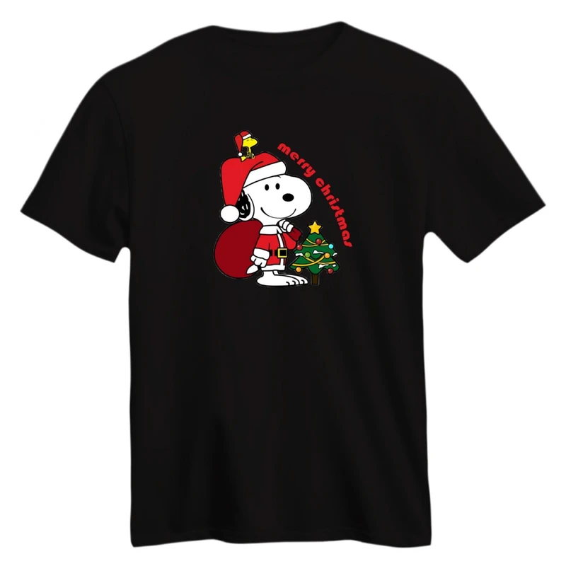 تی شرت آستین کوتاه زنانه مدل اسنوپی کریسمس کد 9