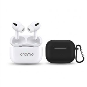 هدفون بلوتوثی اُرایمو مدل 1 ا air-ro3 airpods pro با کابل شارژ، دفترچه راهنما و کاور کیس سیلیکونی، رابط لایتنینگ و USB