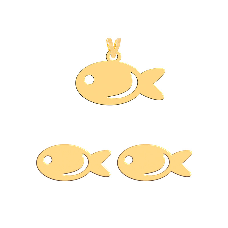 نیم ست طلا 18 عیار زنانه فرشته مدل ماهی WHSL-000422