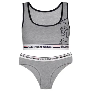 ست شورت و نیم تنه زنانه یو اس پولو مدل 4004-255 رنگ طوسی