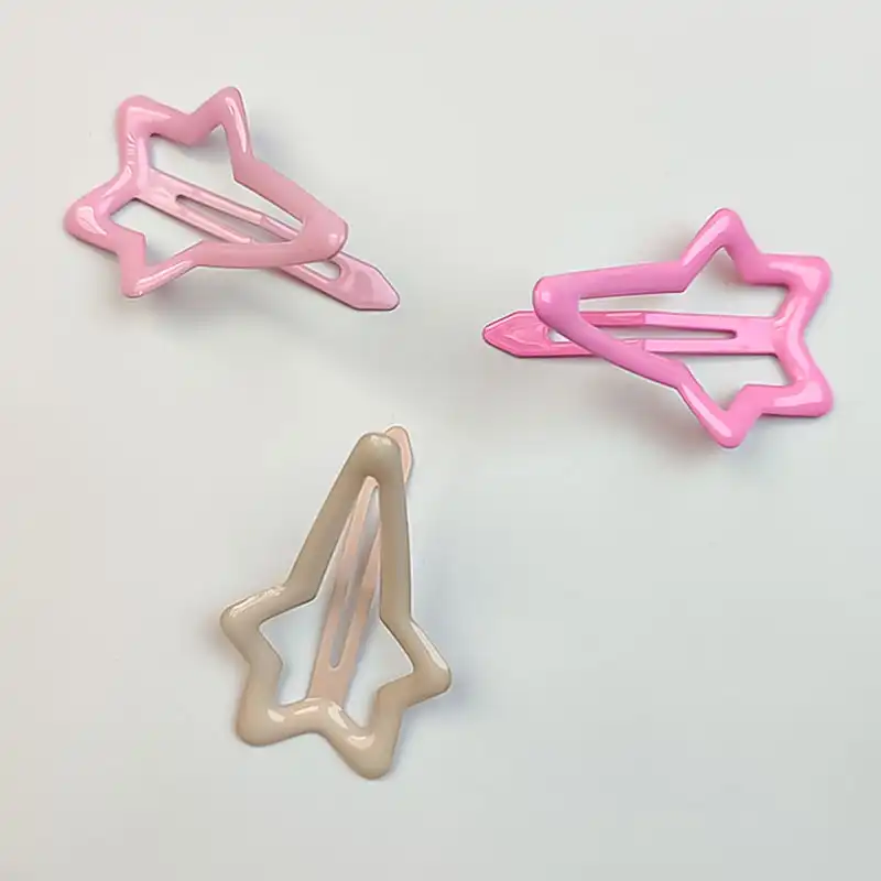 گیره مو زنانه مدل تق تقی ستاره ای براق کد 4076 بسته 3 عددی