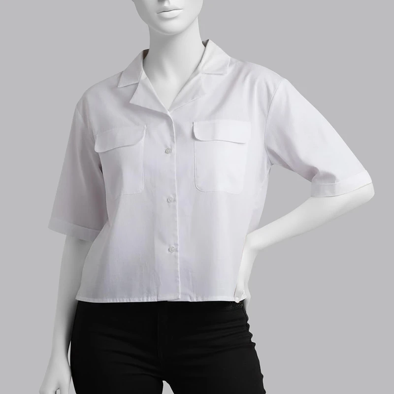 شومیز آستین کوتاه یقه انگلیسی زنانه تولیکا مدل 33100