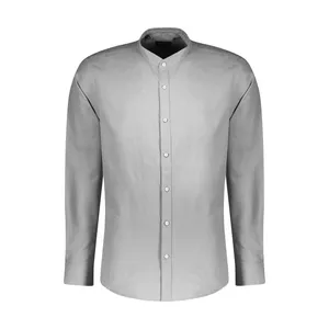 پیراهن آستین بلند مردانه ان سی نو مدل فرنچ سورنا رنگ طوسی روشن