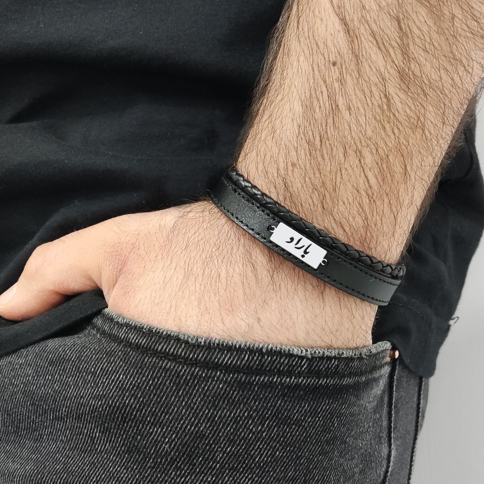 دستبند نقره مردانه لیردا مدل باراد کد ght000351 - - 2