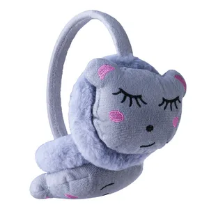 گوش گیر زمستانی بچگانه مدل تلی داخل خز طرح موش رنگ طوسی