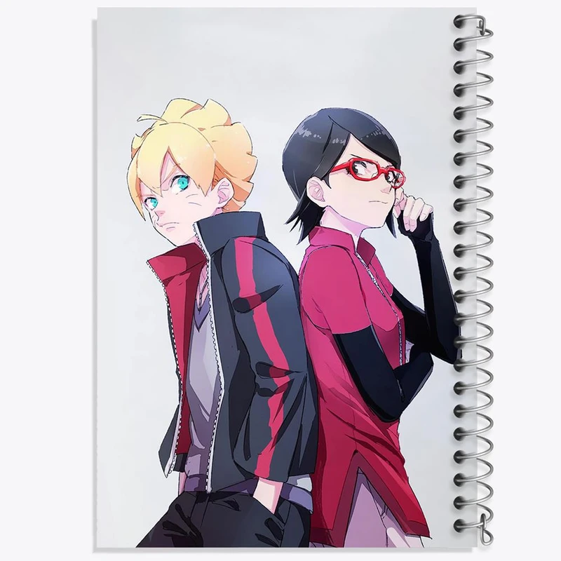 دفتر نقاشی 50 برگ خندالو مدل بوروتو ‌و سارادا انیمه بوروتو Boruto کد 13123