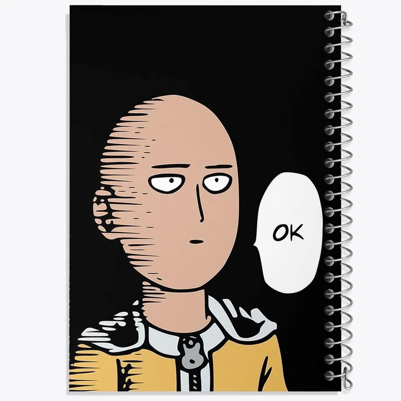 دفتر ژورنال نویسی 50 برگ خندالو مدل نقطه ای طرح سایتاما انیمه مرد تک مشتی One Punch Man کد 10520