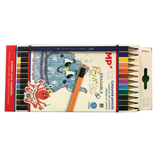مداد رنگی12 رنگ ام پی مدل پاک کن دار pp823