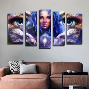 تابلو شاسی بکلیت طرح چهره و چشم آبی و عقاب مدل SH-2570 مجموعه 5 عددی