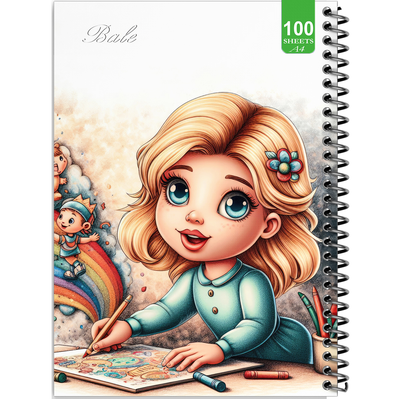 دفتر نقاشی 100 برگ بله مدل رحلی طرح فانتزی دخترانه کد A4-N112