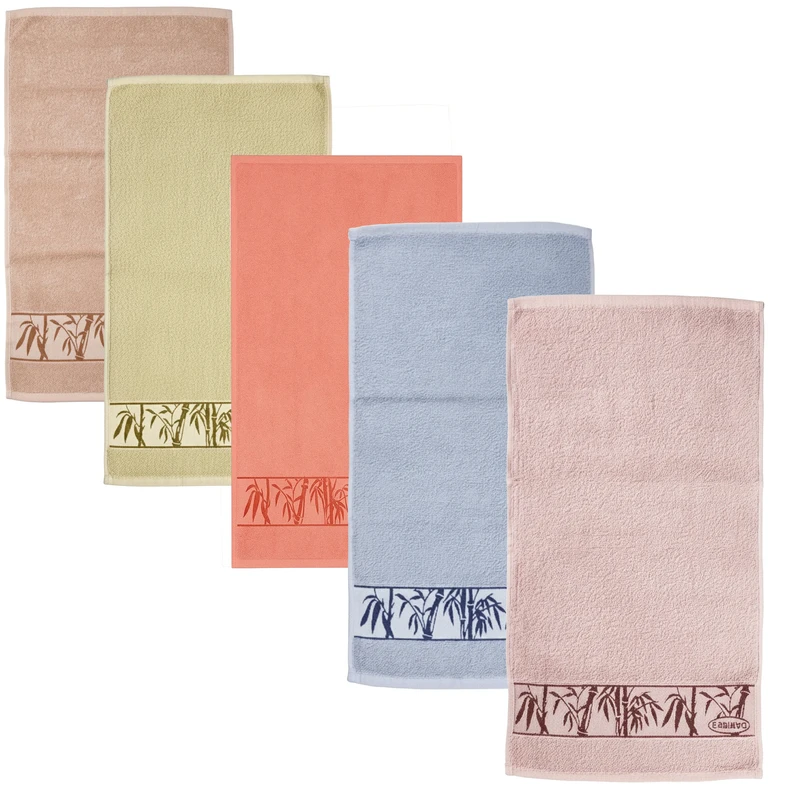 حوله دست و  صورت نورپاک مدل bamboo سایز 50x30 سانتی متر بسته 5 عددی 