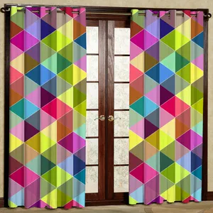 پرده مدل مثلث رنگی هازان پانچی کد 4350R سایز 140x200 سانتی متر