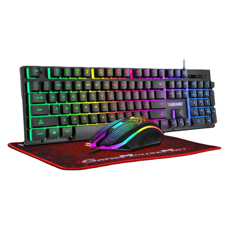 ست گیمینگ تی ولف مدل 3in1 TF31، سوییچ ممبران، Full-Size، نورپردازی LED RGB