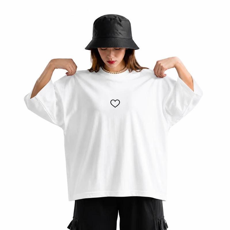 تی‌شرت اورسایز آستین کوتاه زنانه مدل HEART