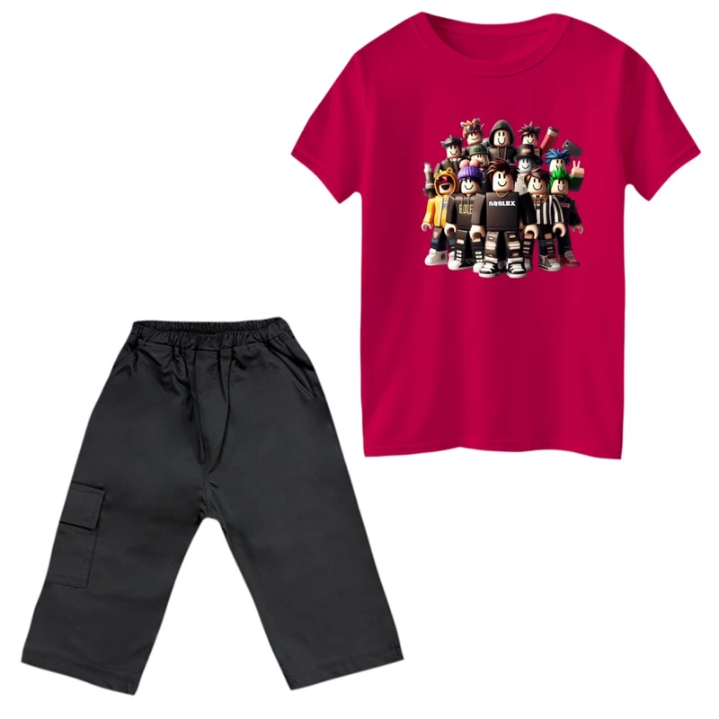 ست تی‌شرت و شلوارک پسرانه مدل روبلاکس کد 4