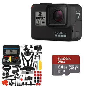 دوربین فیلم برداری ورزشی گوپرو مدل HERO7 Black Quick Stories به همراه کارت حافظه سن دیسک و لوازم جانبی پلوز