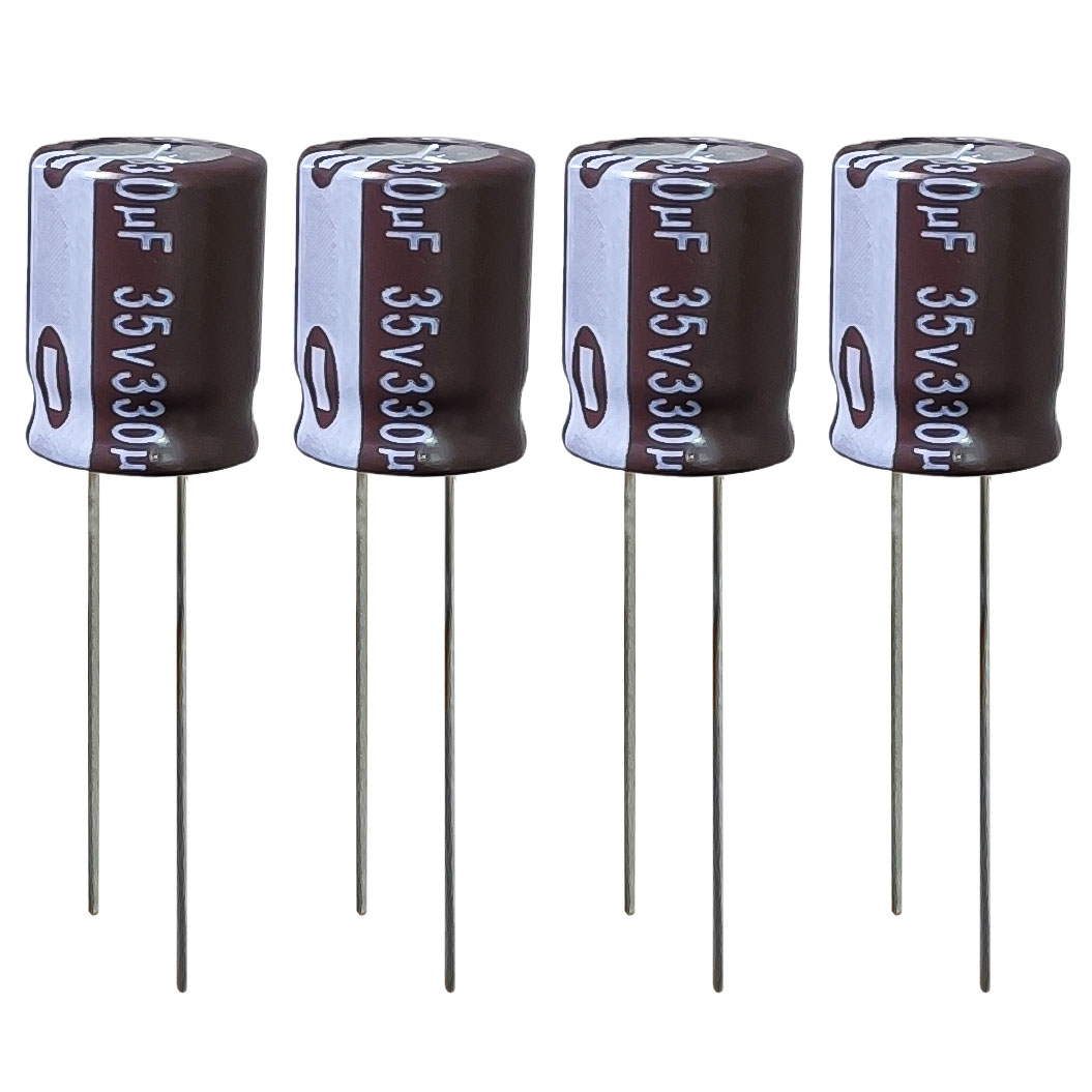 خازن الکترولیت 330 میکروفاراد 35 ولت آکسبوم مدل TEC-33035 بسته 4 عددی