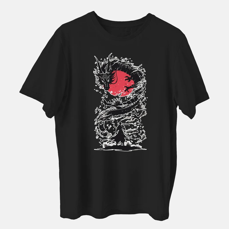 تی شرت آستین کوتاه مردانه مدل اژدها ژاپنی کد anm445