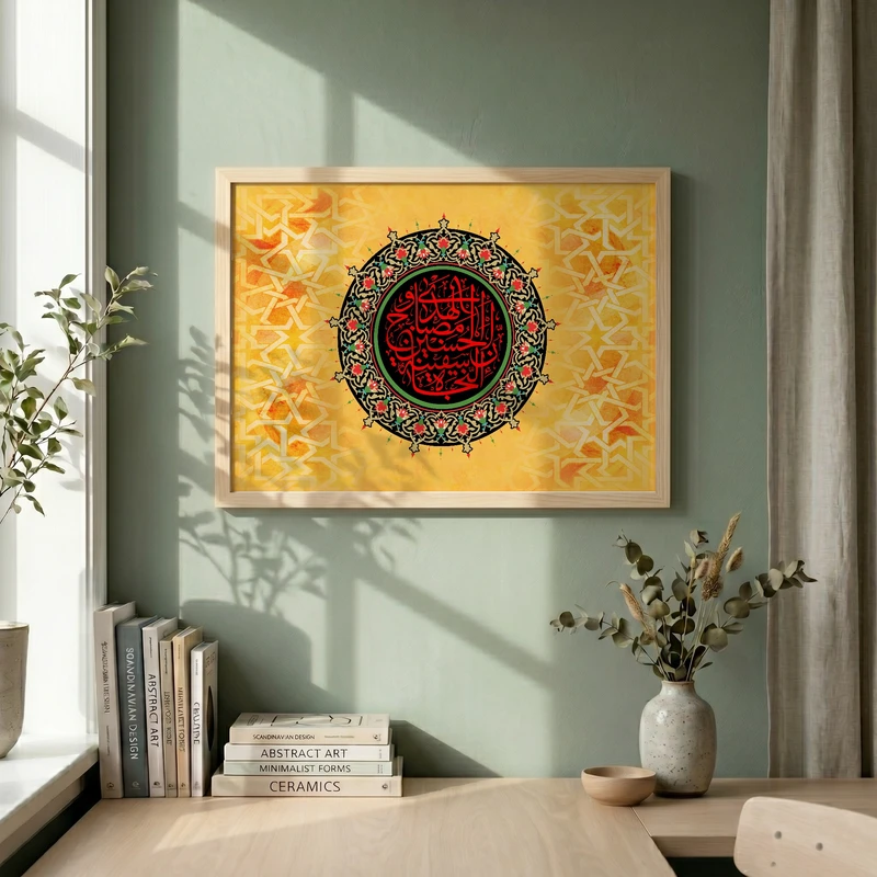 تابلو طرح ان الحسین مصباح الهدی و سفینه النجاه مدل G14089 فریم کرم روشن