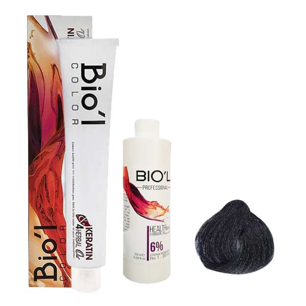 کیت رنگ مو بیول مدل ASH شماره 1.1 حجم 100 میلی لیتر رنگ مشکی پر کلاغی 