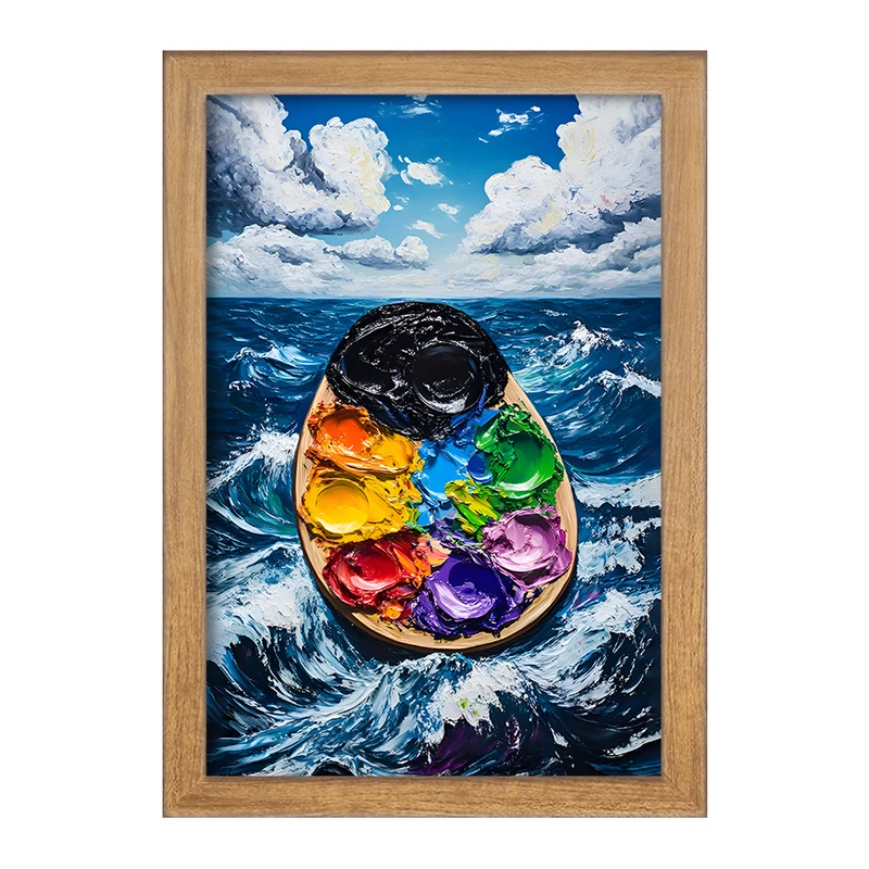 تابلو خندالو مدل پالت نقاشی و دریا کد F12742