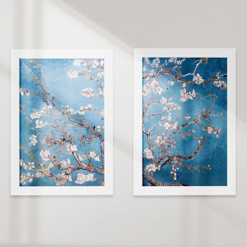 تابلو خندالو مدل دکوراتیو شکوفه های بادام ونگوگ van Gogh کد M17 مجموعه 2 عددی