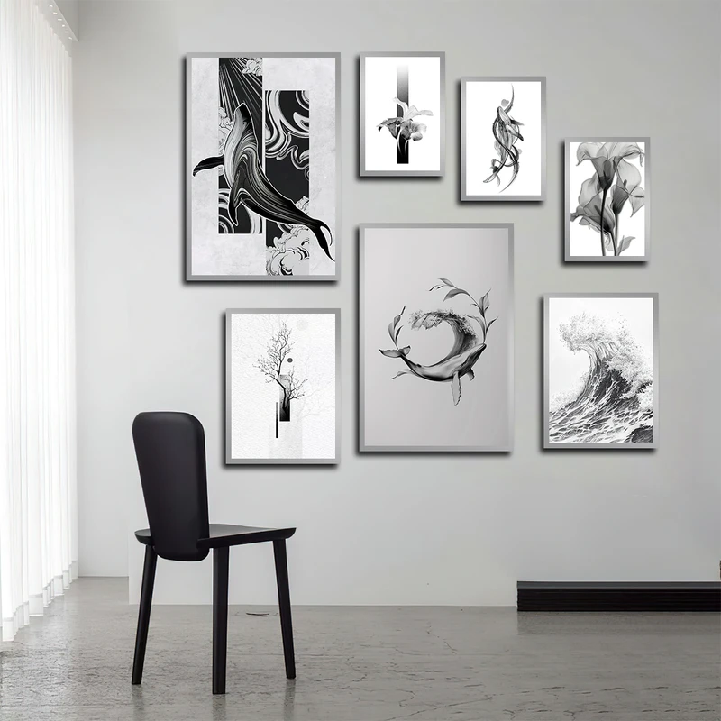 تابلو بکلیت طرح نهنگ و گل مدل SI-3184 مجموعه 7 عددی