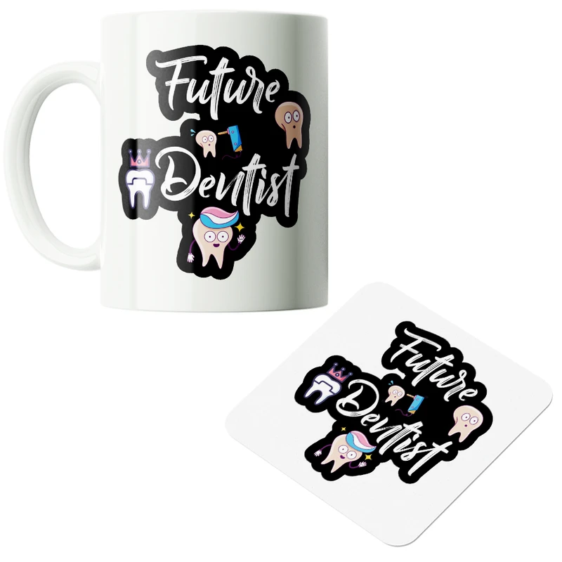 ماگ پاد آفرین مدل دندانپزشک دانشجو دندانپزشکی کد PZ031 به همراه زیرلیوانی