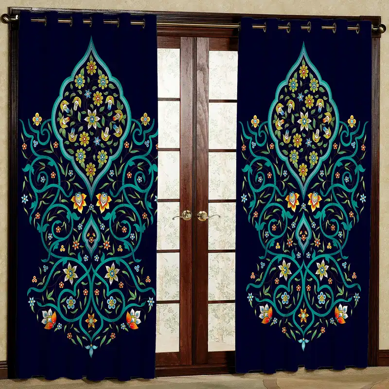 پرده مدل طرح دار مخمل پانچی کد 4189 سایز 200x140 سانتی متر