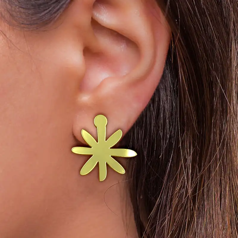 گوشواره طلا 18 عیار زنانه مدوپد مدل هندسی کد GA1-16087