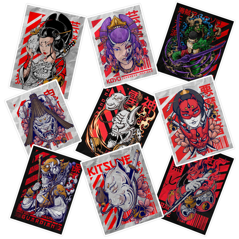 استیکر لپ تاپ ویندی دیزاین طرح japon anime کد V0019 مجموعه 9 عددی