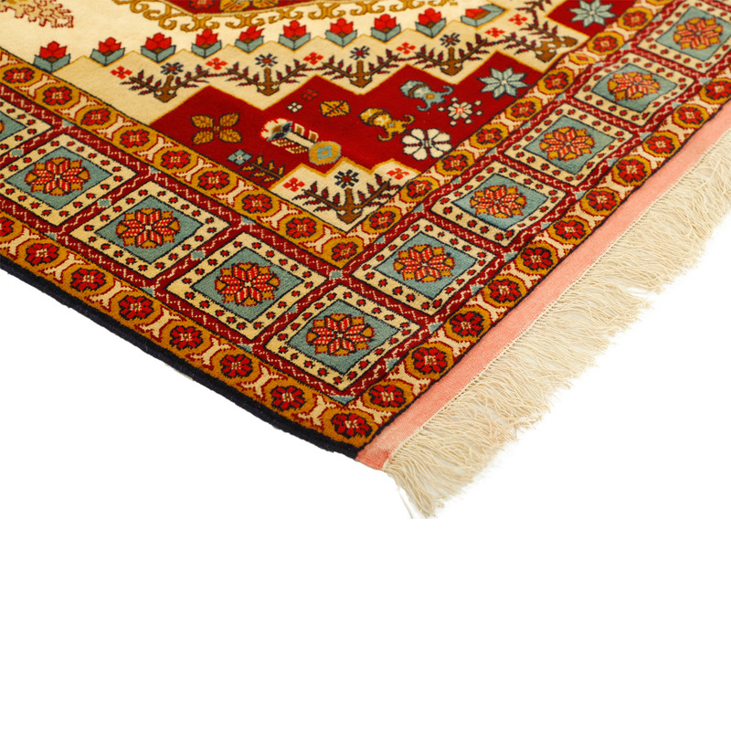 فرش دستبافت دو و نیم متری مدل گنبد گل ابریشم چله ابریشم کد 598340