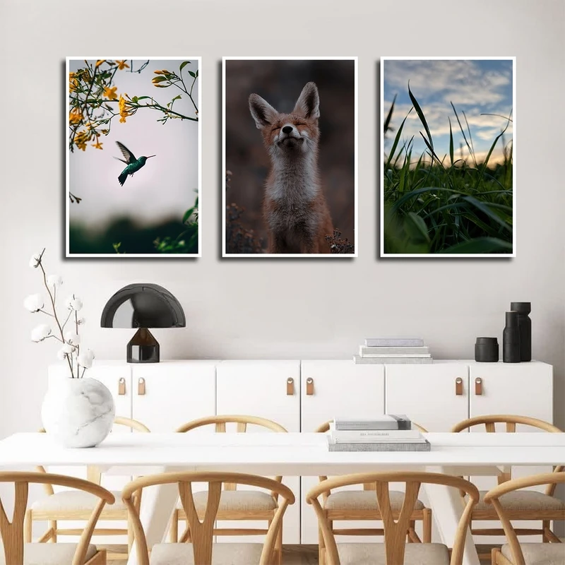 تابلو بکلیت طرح طبیعت و حیات وحش مدل شاین اکلیلی W-2414 مجموعه 3 عددی