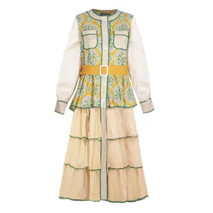 پیراهن یقه گرد زنانه گره استایل مدل پرچین