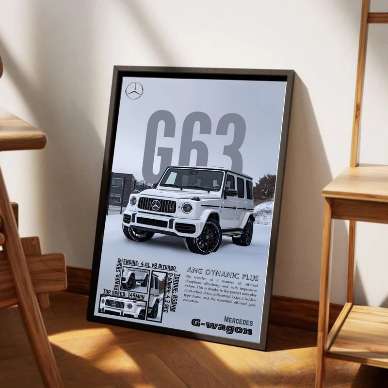 تابلو طرح بنز G63 کد 1006 فریم مشکی