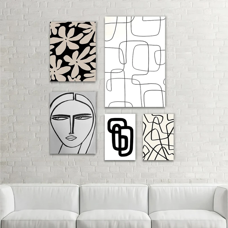 تابلو شاسی بکلیت طرح نقاشی مینیمال مدرن مدل SH-1117  مجموعه 5 عددی