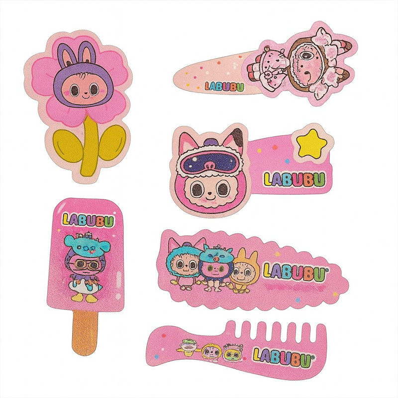 گیره مو دخترانه مدل لبوبو بسته 6 عددی