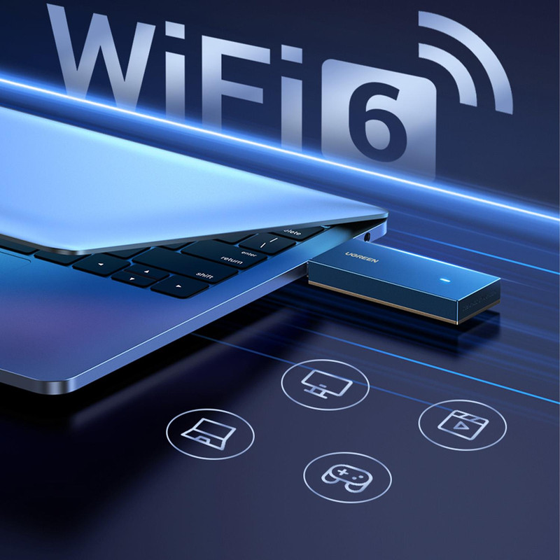 کارت شبکه بی سیم یوگرین مدل WiFi6-AX1800 دو باند USB 3.0 کد 90340-CM499