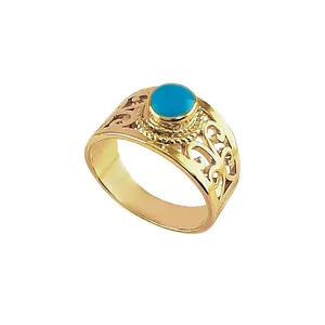 انگشتر زنانه مدل طلاروس اسلیمی فیروزه کد 0140103