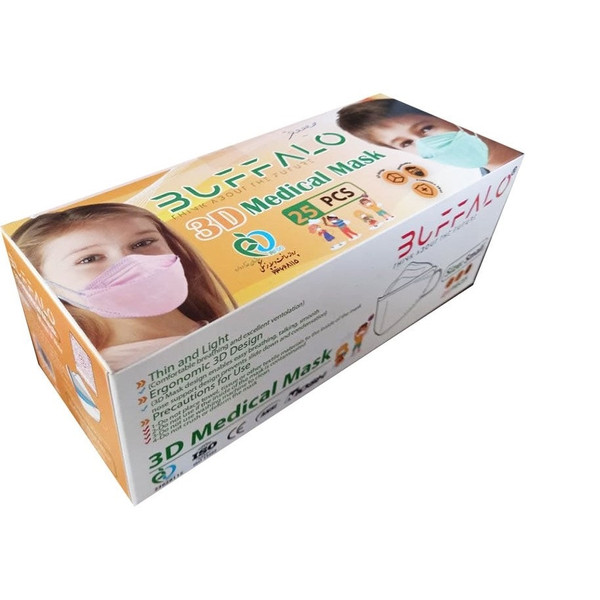 ماسک تنفسی کودک بوفالو مدل سه بعدی 4 لایه بسته 25 عددی