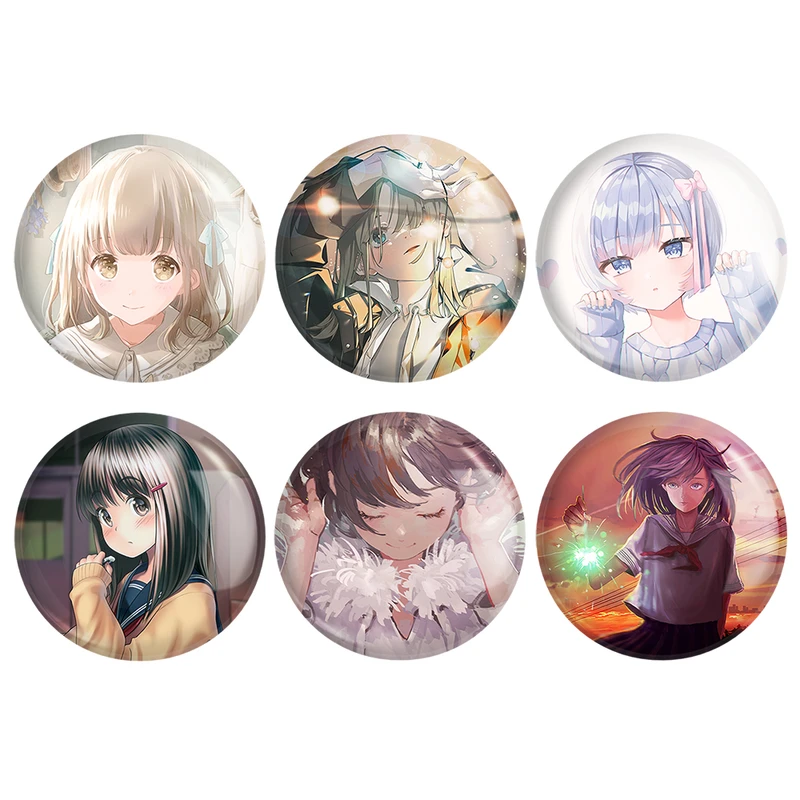 مگنت خندالو طرح دختر انیمه ای کد 1009A مجموعه 6 عددی